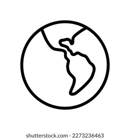 Earth Globe, world map. World map vector Icon, Outline style, isolated on white Background.
