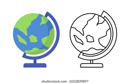 Ícone do vetor mundial do globo terrestre. Viajar globus cartoon ilustração simples geografia mesa globo ícone isolado.