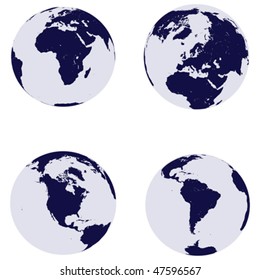 Earth globes with continents