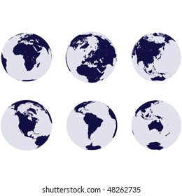 Earth globes with continents