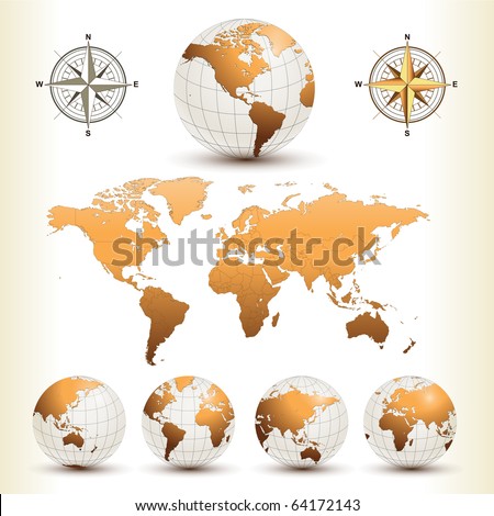 Earth Globes Detailed World Map Vector Stock Vector (Royalty Free 