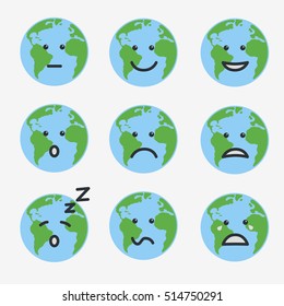 Earth Emojis Planet Earth Facial Expressions Stock Vector (Royalty Free ...