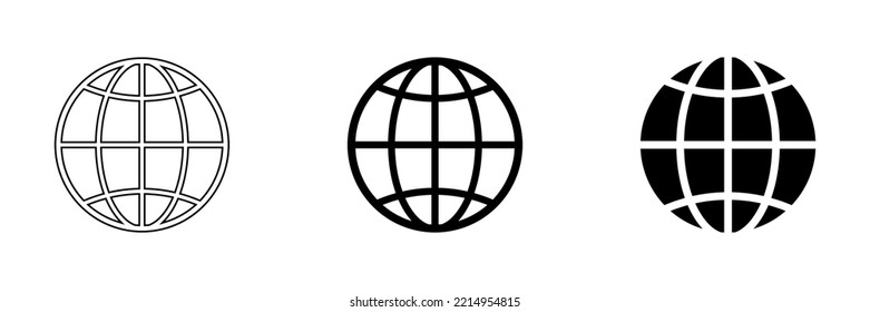 Earth Globes icons in web design. Earth Globe in modern simple flat design. World Maps web icons. Simple Globe icons. Vector illustration