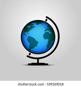 Earth globes isolated on grey background. 3D planet Earth icon. Vector illustration