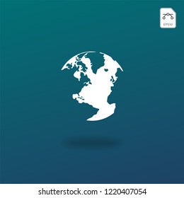 Earth globes isolated on white background. Flat planet Earth icon. Vector illustration.