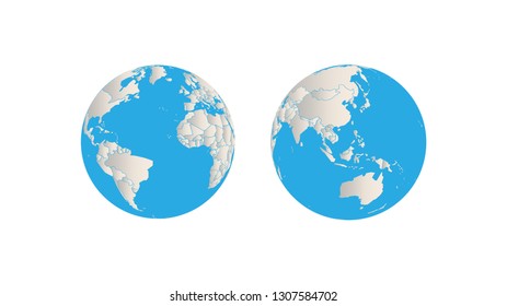 Earth globes isolated on white background.Earth icon Vector illustration.