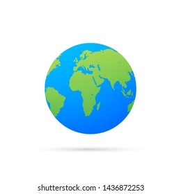 Earth globes isolated on white background. Flat planet Earth icon. Vector stock illustration.