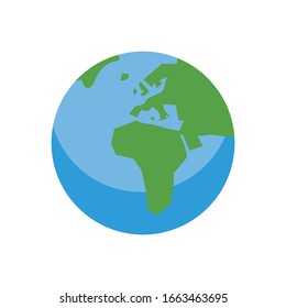 Earth globes isolated on white background. Flat planet Earth icon. Vector illustration. Vector image of planet earth.