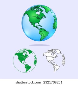 Earth globes isolated on white background. Flat planet Earth icon. Vector illustration.