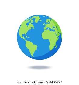Earth globes isolated on white background. Flat planet Earth icon. Vector illustration. - Shutterstock ID 408406297
