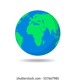 Earth globes isolated on white background. Flat planet Earth icon. Vector illustration.