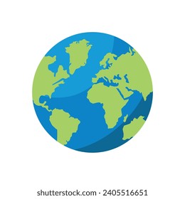 Die Erde Globes auf weißem Hintergrund. Flat planet Earth Icon. Vektorgrafik.
