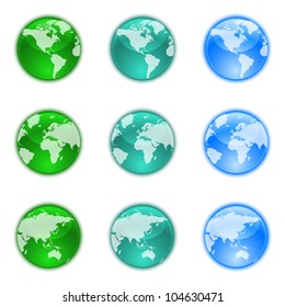 Earth globes set isolated on white