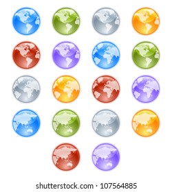 Earth globes set isolated on white