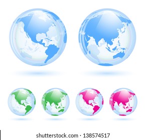 Earth globes set isolated on white