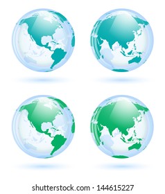 Earth globes set isolated on white