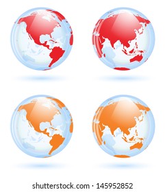 Earth globes set isolated on white