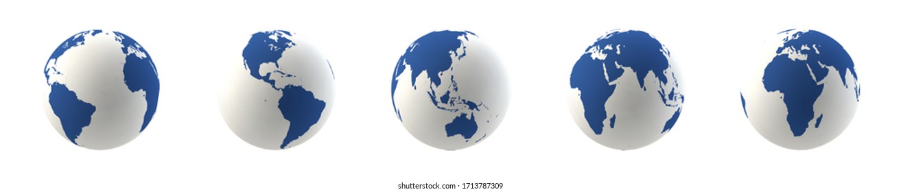 Earth globes set isolated on white background