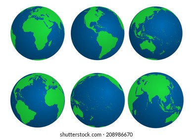 Earth globes. Vector illustration.