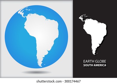 Earth globe.World globe icon with map of South America.Vector illustration.