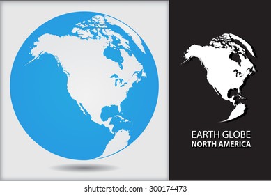 Earth globe.World globe icon with map of North America.Vector illustration.