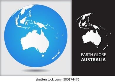 Earth globe.World globe icon with map of Australia.Vector illustration.