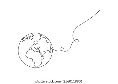 Earth glove continuous one line drawing and simple isolated outline vector design