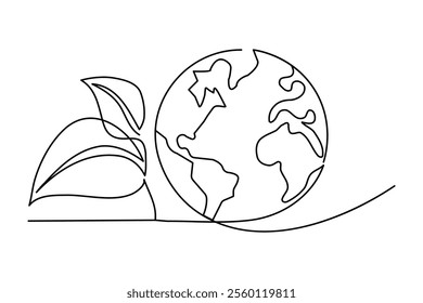 Earth glove continuous one line drawing and simple isolated outline vector design