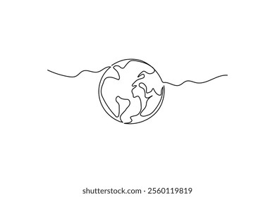 Earth glove continuous one line drawing and simple isolated outline vector design