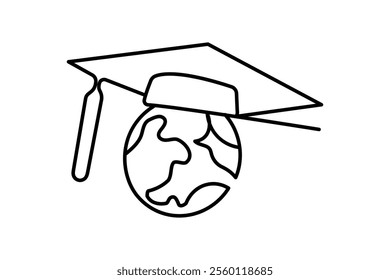 Earth glove continuous single line art and isolated outline vector illustration