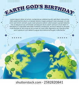 Earth God's Birthday – March 1, 2025, Attractive design, can be used on all social media platforms, beautiful color combination, get it now for the first purchase.