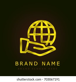 Earth golden metallic logo
