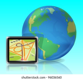 Earth and GPS navigator Icon.