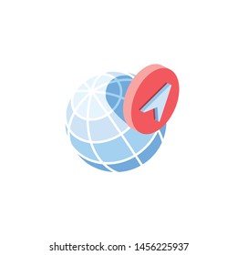 Earth GPS vector 3d isometric, color web icons set, new flat style. Creative illustration, idea for infographics.