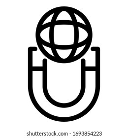 Earth gravity icon. Outline Earth gravity vector icon for web design isolated on white background