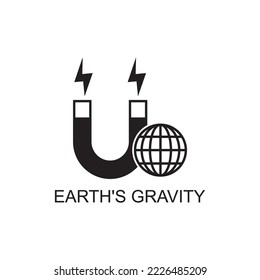 icono de la gravedad de la tierra, icono de la ciencia