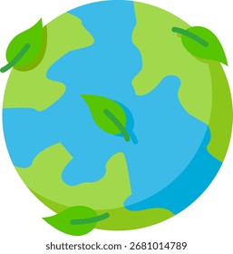 Tierra con hojas verdes Ilustración vectorial plana