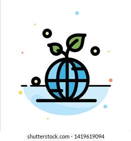 Earth, Green, Planet, Save, World Abstract Flat Color Icon Template