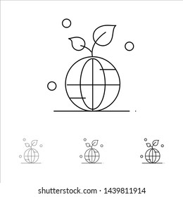 Earth, Green, Planet, Save, World Bold and thin black line icon set