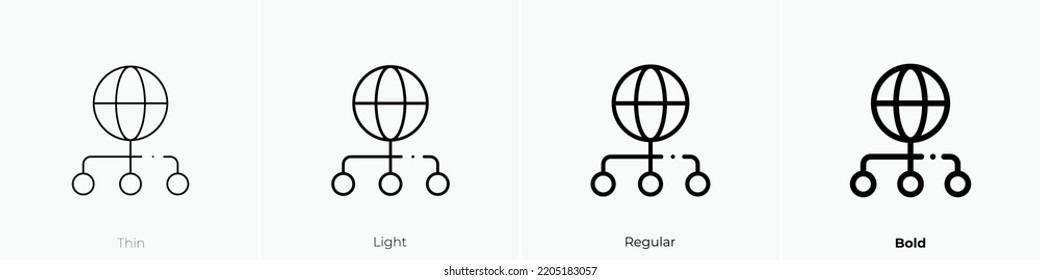 icono de la cuadrícula terrestre. Diseño delgado, ligero y audaz aislado en un fondo blanco