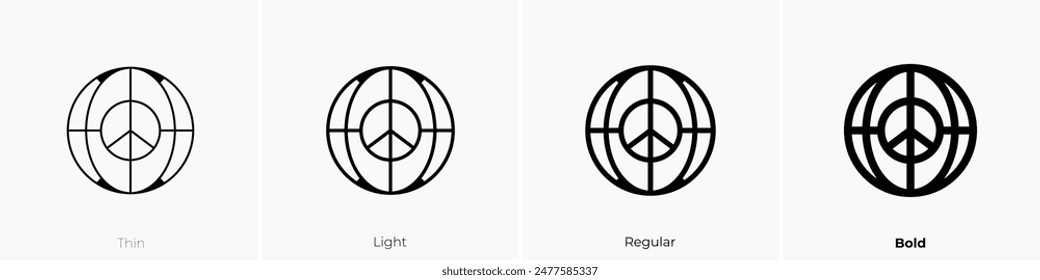 icono de cuadrícula terrestre. Diseño de estilo fino, ligero, regular y audaz aislado sobre fondo blanco