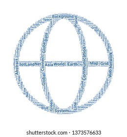 earth grid word cloud. tag cloud about earth grid