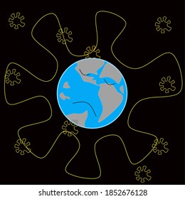 Earth Grieving Covid 19 Vector Illustration Image