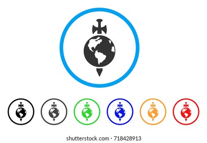 Earth Guard rounded icon. Style is a flat Earth guard gray symbol inside light blue circle with black, gray, green, blue, red, orange versions. Vector designed for web and software interfaces.
