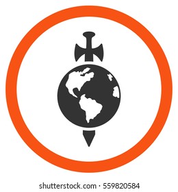 Earth Guard vector bicolor rounded icon. Image style is a flat icon symbol inside a circle, orange and gray colors, white background.