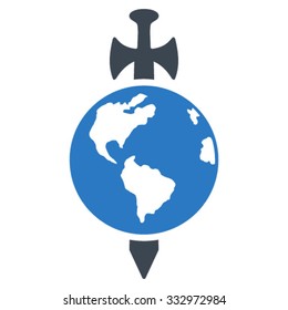Earth Guard vector icon. Style is bicolor flat symbol, smooth blue colors, rounded angles, white background.