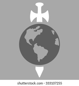 Earth Guard vector icon. Style is bicolor flat symbol, dark gray and white colors, rounded angles, silver background.