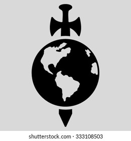 Earth Guard vector icon. Style is flat symbol, black color, rounded angles, light gray background.