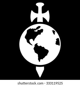 Earth Guard vector icon. Style is flat symbol, white color, rounded angles, black background.