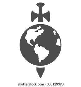 Earth Guard vector icon. Style is flat symbol, gray color, rounded angles, white background.